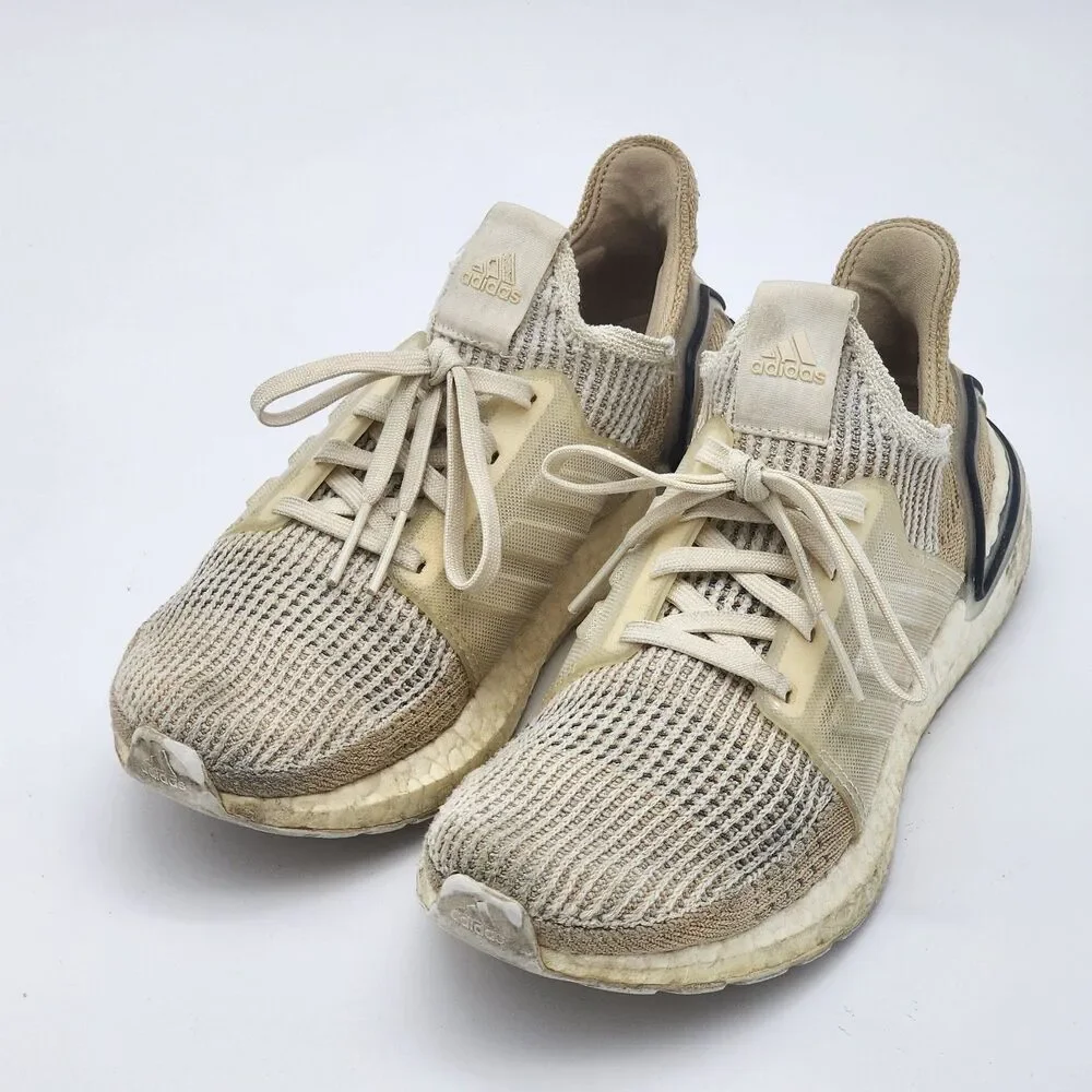Adidas Ultra Boost 19 Sneakers Triple White Ivory Youth Size 6.5 Women's 7.5